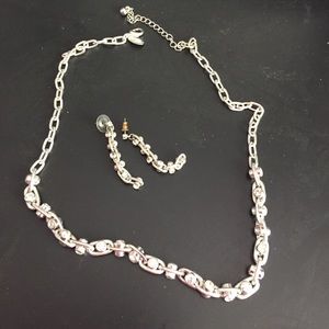 Dressy rhinestone necklace and earrings set.